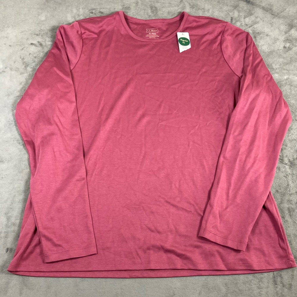 LL Bean Womens XL Muted Plum Supima Cotton Long Sleeve Crewneck Top